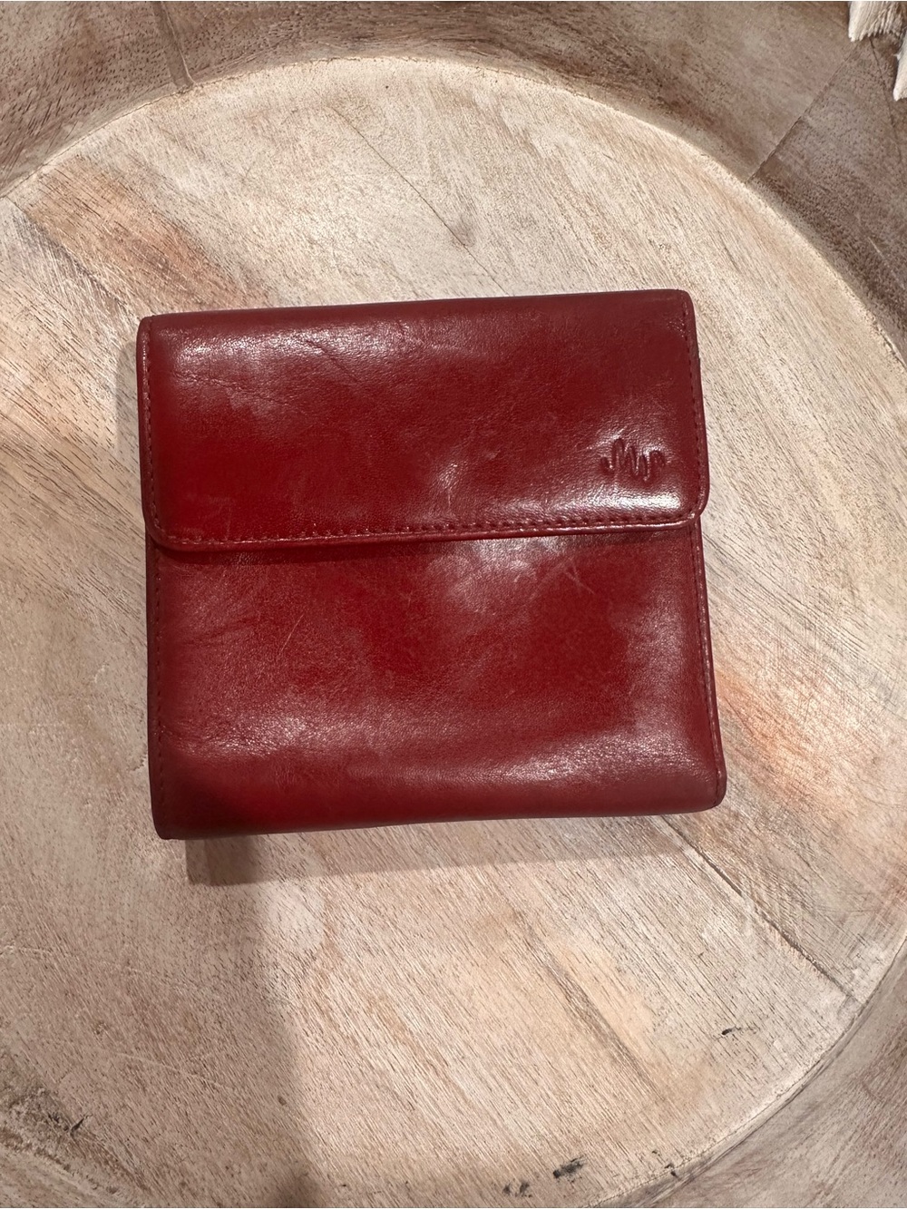 Monsac Vintage Red Leather Bifold Wallet